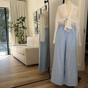 Women's Light Blue Striped Pants
